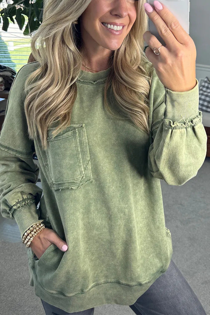 Damer Lätt oversized sweatshirt med volangdetaljer Mirla-Eva Jonsson