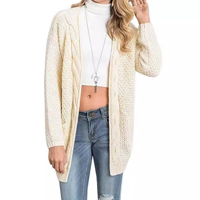 Damer Lätt stickad cardigan med öppna fickor och avslappnad skärning Eva Jonsson-Eva Jonsson