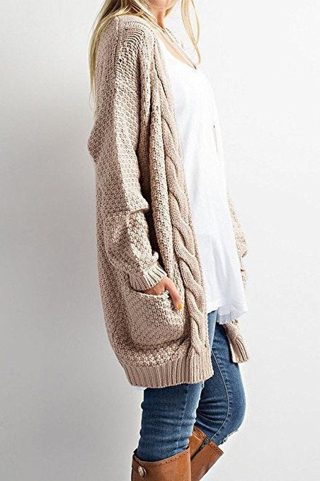 Damer Lätt stickad cardigan med öppna fickor och avslappnad skärning Eva Jonsson-Eva Jonsson