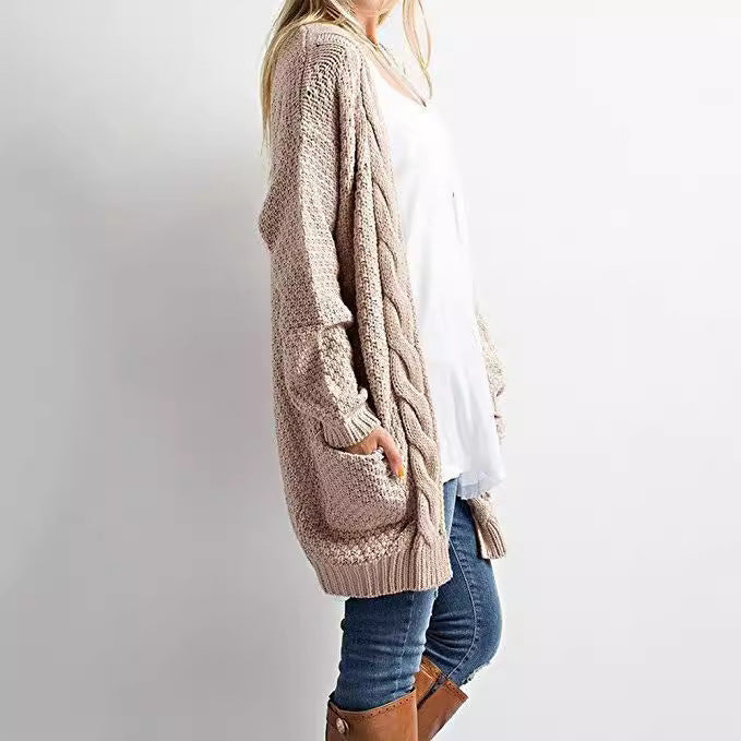 Damer Lätt stickad cardigan med öppna fickor och avslappnad skärning Eva Jonsson-Eva Jonsson