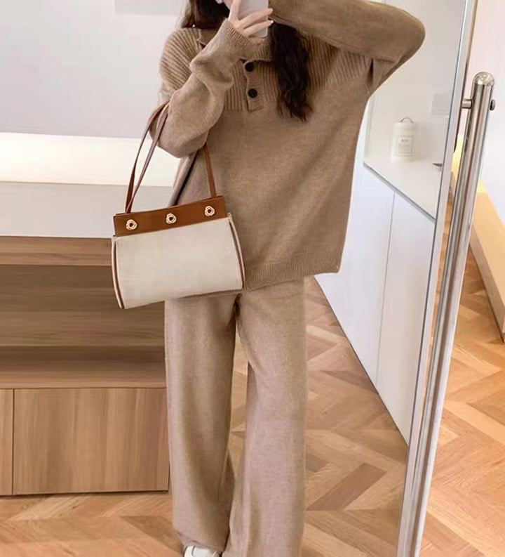 Damer Lätt stickad jumpsuit med hög krage och rymlig silhuett Mirla-Eva Jonsson