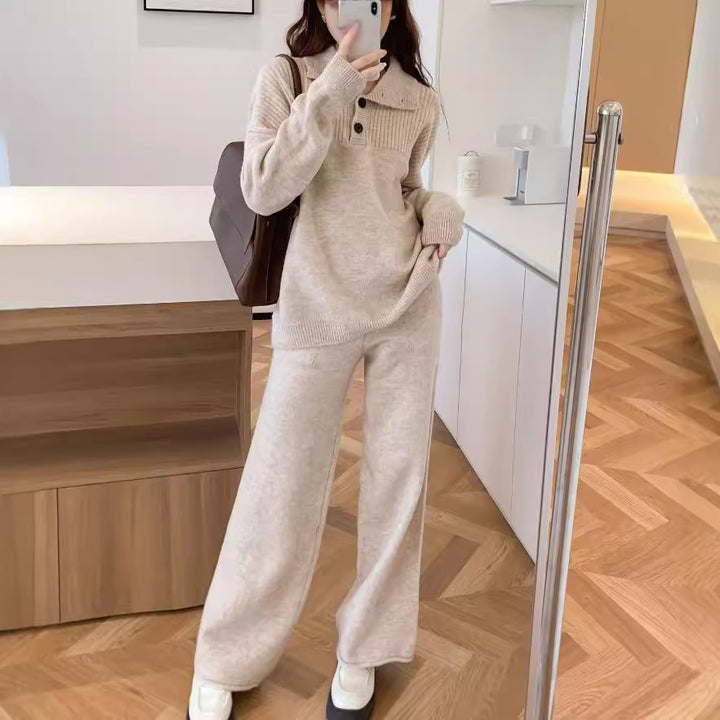 Damer Lätt stickad jumpsuit med hög krage och rymlig silhuett Mirla-Eva Jonsson