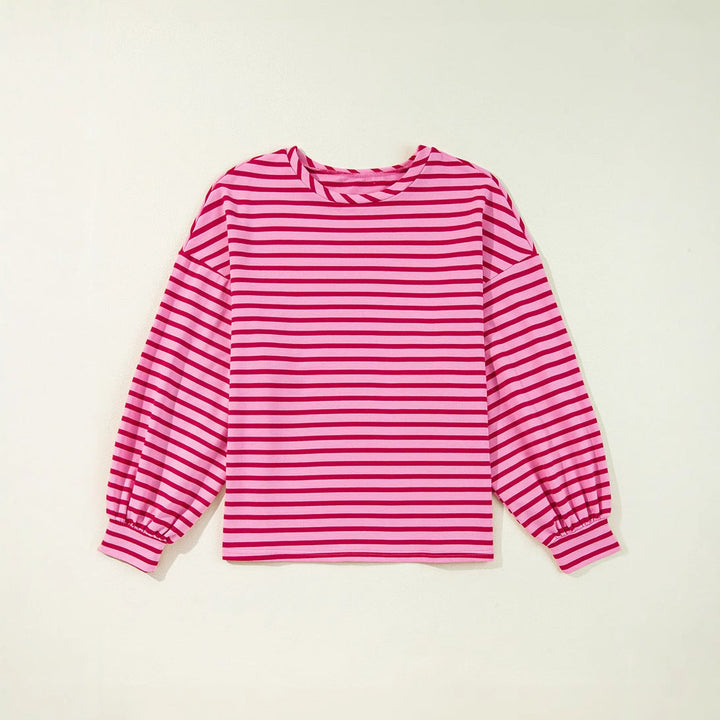 Damer Lätt sweatshirt med brett skurna ärmar och moderna ränder Mirla-Eva Jonsson
