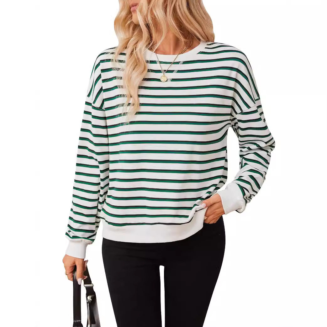 Damer Lätt sweatshirt med modern randig mönster och rund halsringning Mirla-Eva Jonsson