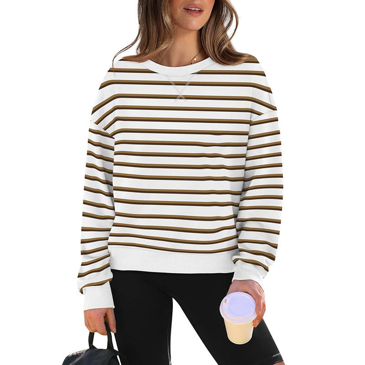 Damer Lätt sweatshirt med modern randig mönster och rund halsringning Mirla-Eva Jonsson