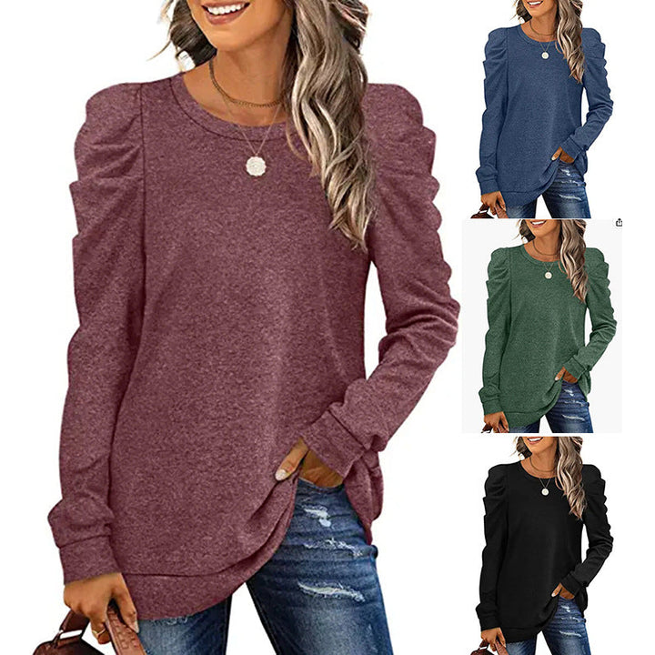 Damer Lätt sweatshirt med puffärmar och asymmetrisk fåll Mirla-Eva Jonsson