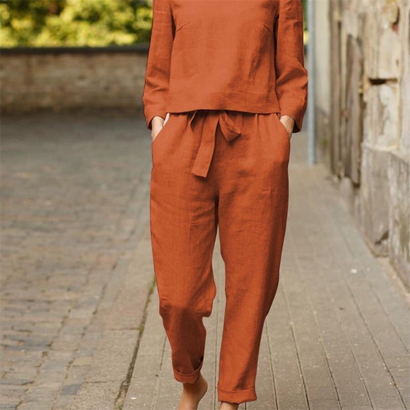 Damer Lätt tvådelad linne-outfit med bred midja Mirla-Eva Jonsson