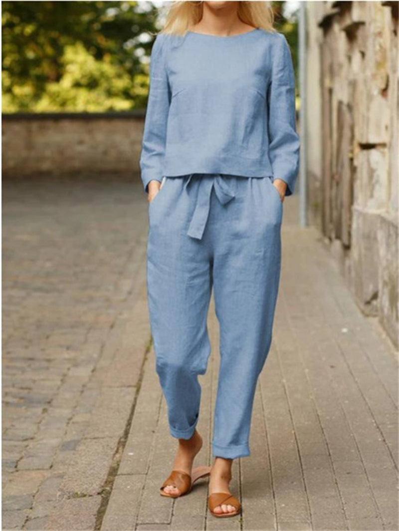 Damer Lätt tvådelad linne-outfit med bred midja Mirla-Eva Jonsson