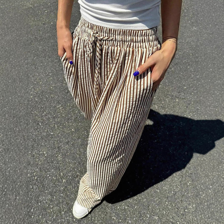 Damer Lätta Höga Bärda Harembyxor med Stripes Mirla-Eva Jonsson