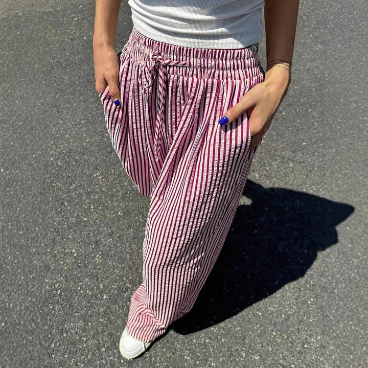 Damer Lätta Höga Bärda Harembyxor med Stripes Mirla-Eva Jonsson
