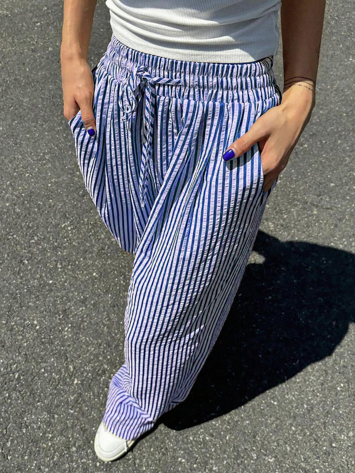 Damer Lätta Höga Bärda Harembyxor med Stripes Mirla-Eva Jonsson