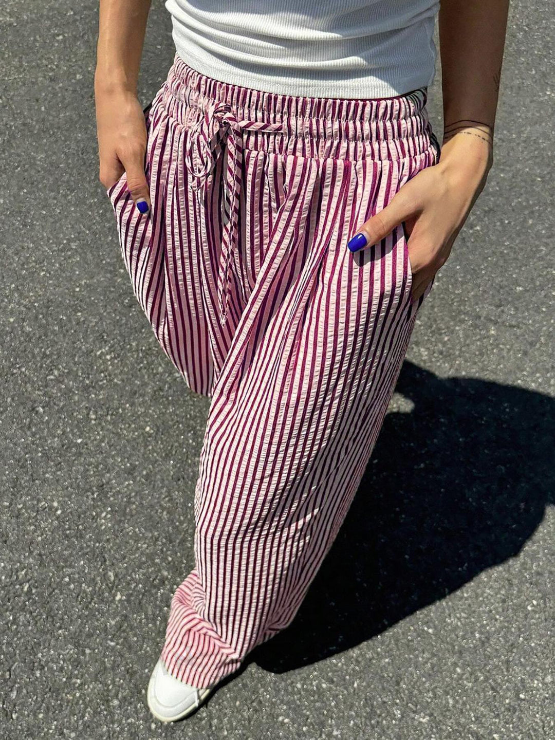 Damer Lätta Höga Bärda Harembyxor med Stripes Mirla-Eva Jonsson