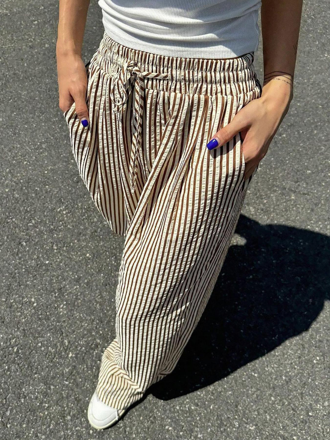 Damer Lätta Höga Bärda Harembyxor med Stripes Mirla-Eva Jonsson