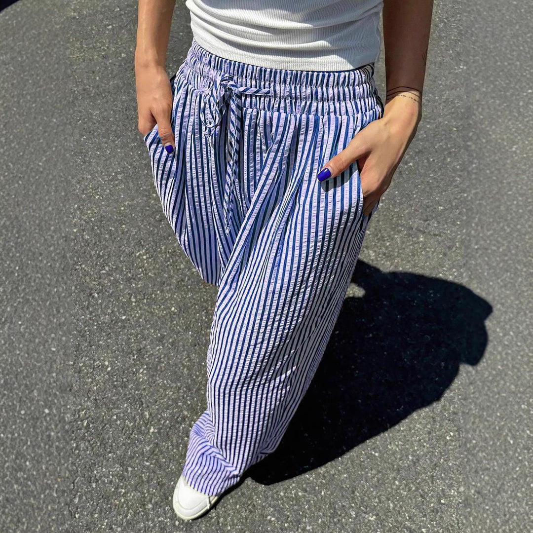 Damer Lätta Höga Bärda Harembyxor med Stripes Mirla-Eva Jonsson
