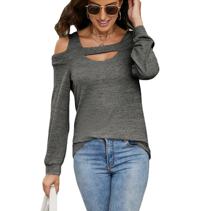 Damer Lättsam Cold-Shoulder Sweatshirt med Djup Urringning och Ballongärmar Mirla-Eva Jonsson