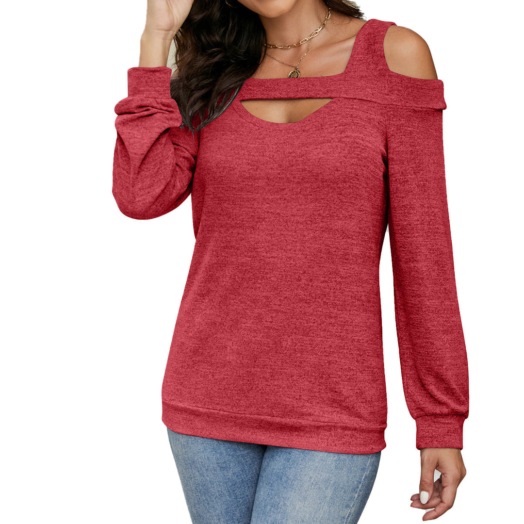 Damer Lättsam Cold-Shoulder Sweatshirt med Djup Urringning och Ballongärmar Mirla-Eva Jonsson
