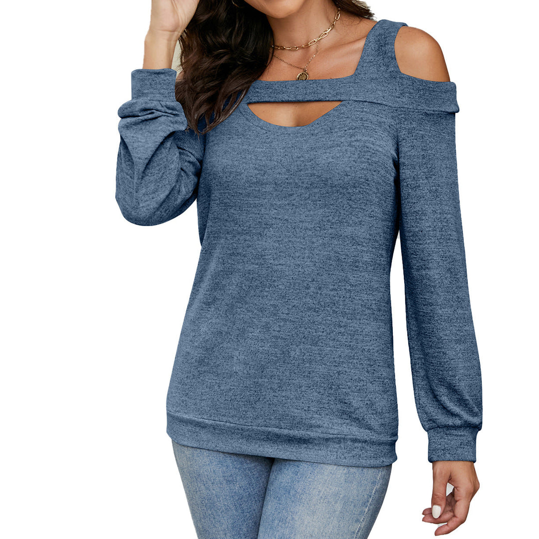 Damer Lättsam Cold-Shoulder Sweatshirt med Djup Urringning och Ballongärmar Mirla-Eva Jonsson