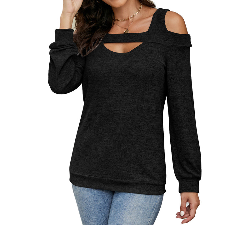 Damer Lättsam Cold-Shoulder Sweatshirt med Djup Urringning och Ballongärmar Mirla-Eva Jonsson