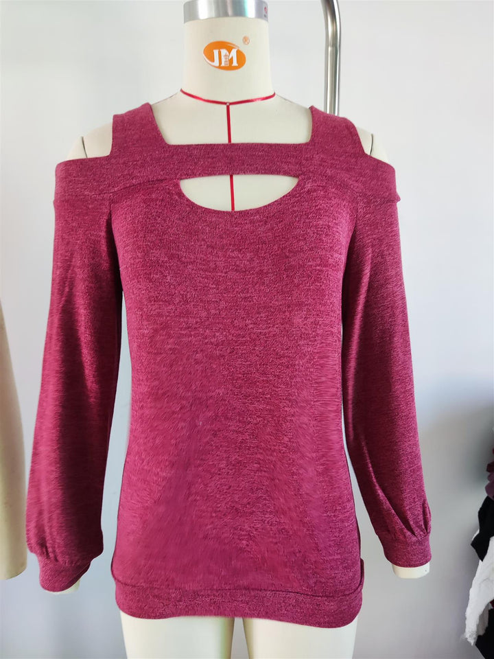 Damer Lättsam Cold-Shoulder Sweatshirt med Djup Urringning och Ballongärmar Mirla-Eva Jonsson