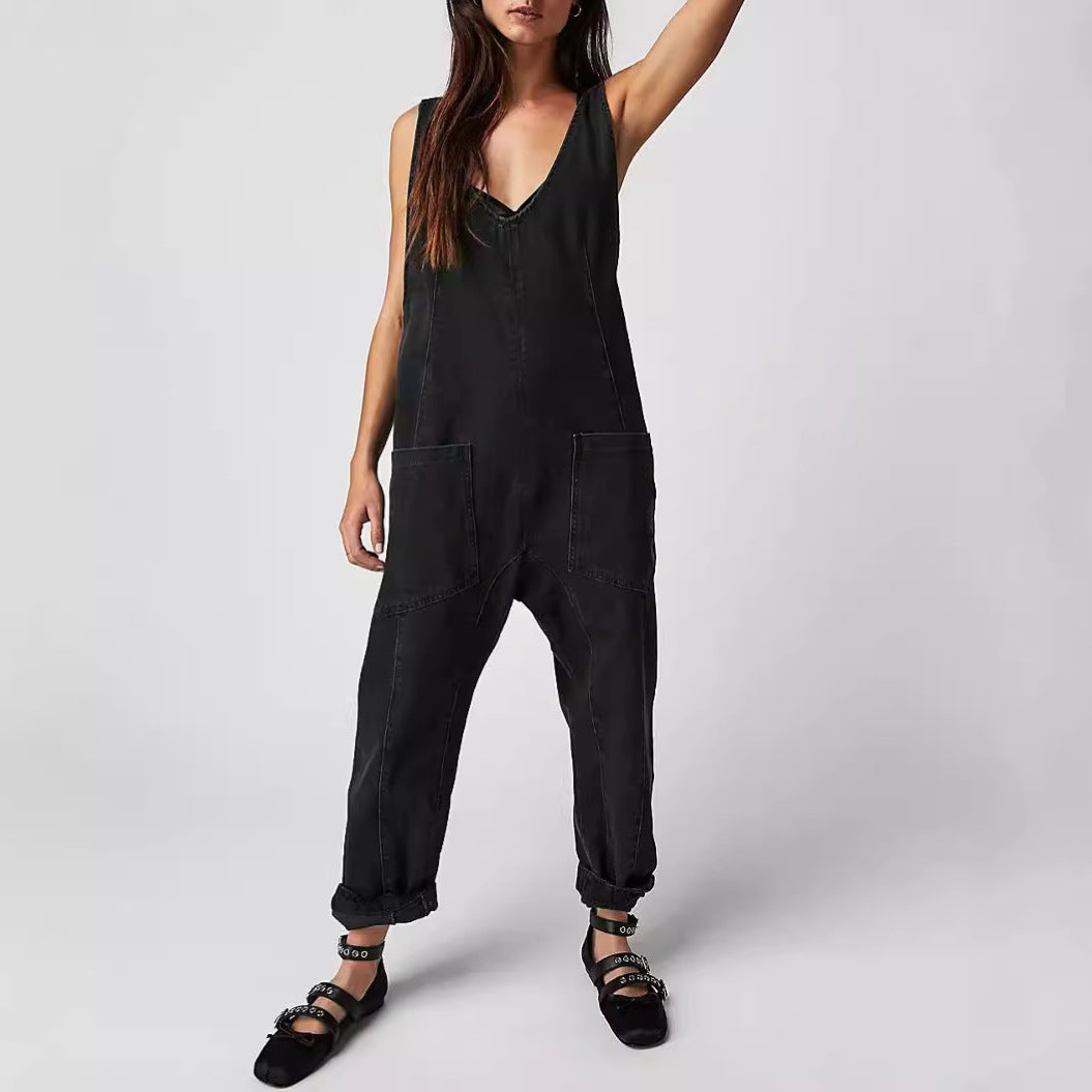 Damer Lättsam Denim-Overall med stora fickor Mirla-Eva Jonsson