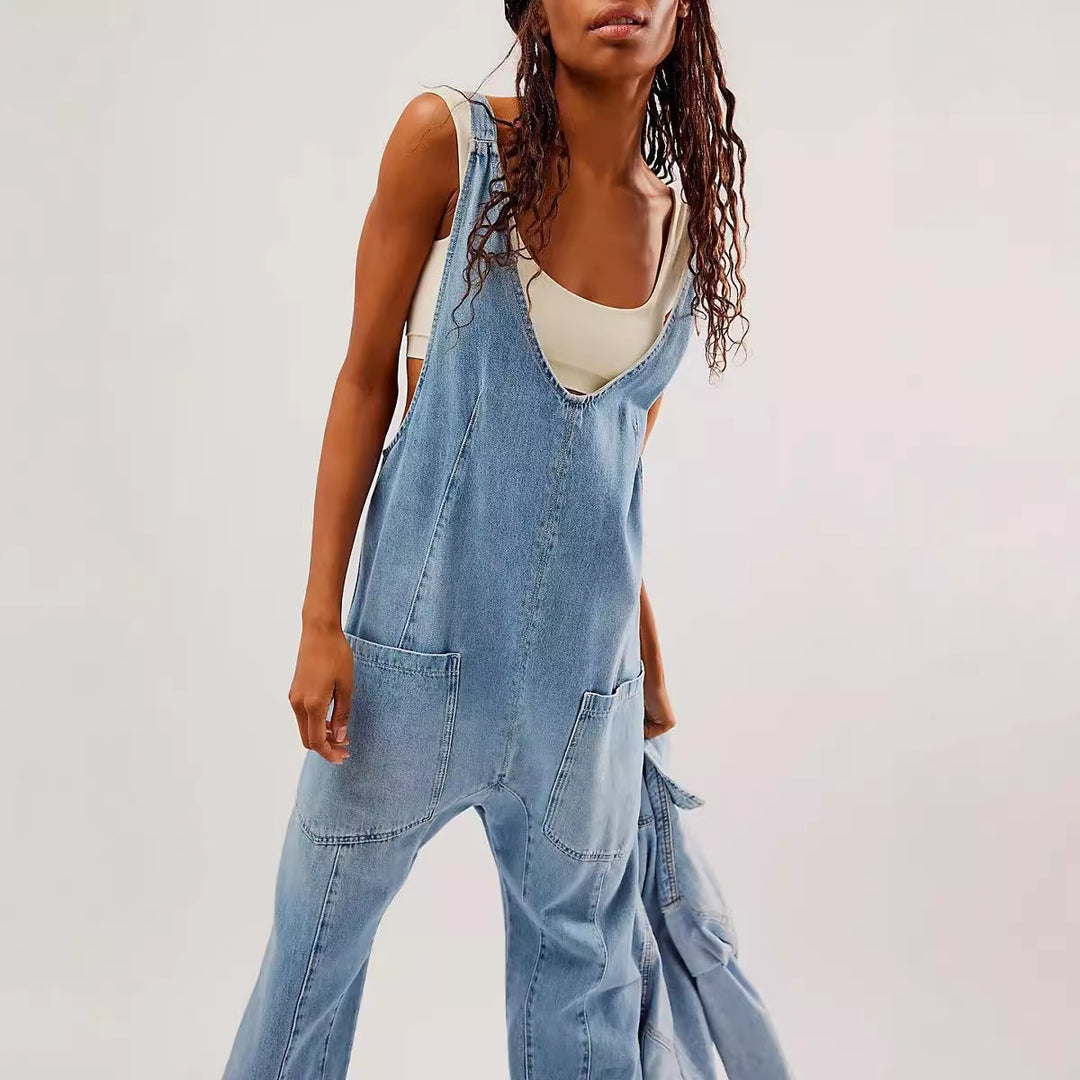 Damer Lättsam Denim-Overall med stora fickor Mirla-Eva Jonsson