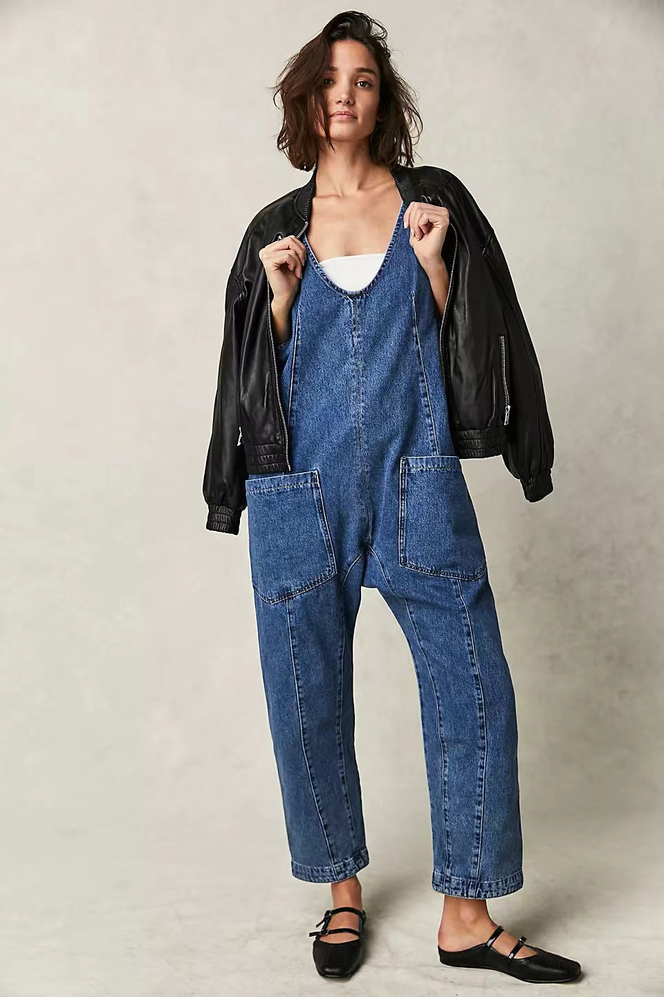 Damer Lättsam Denim-Overall med stora fickor Mirla-Eva Jonsson