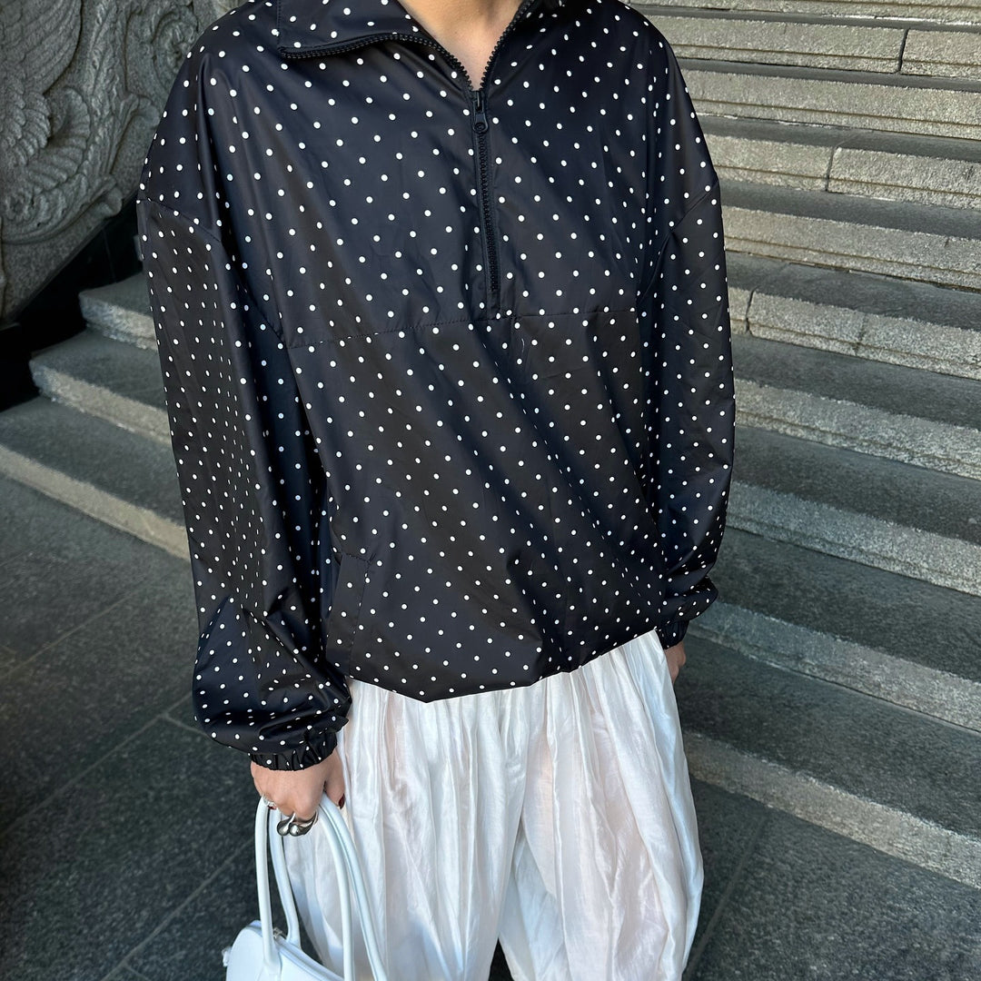Damer Lättsam Polka Dots Övergångsjacka med Dragkedja Mirla-Eva Jonsson