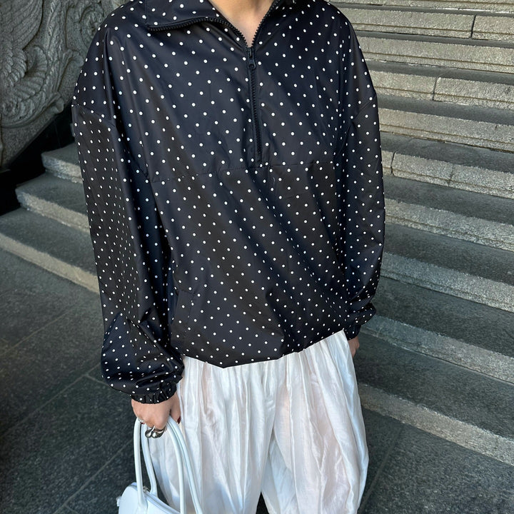 Damer Lättsam Polka Dots Övergångsjacka med Dragkedja Mirla-Eva Jonsson