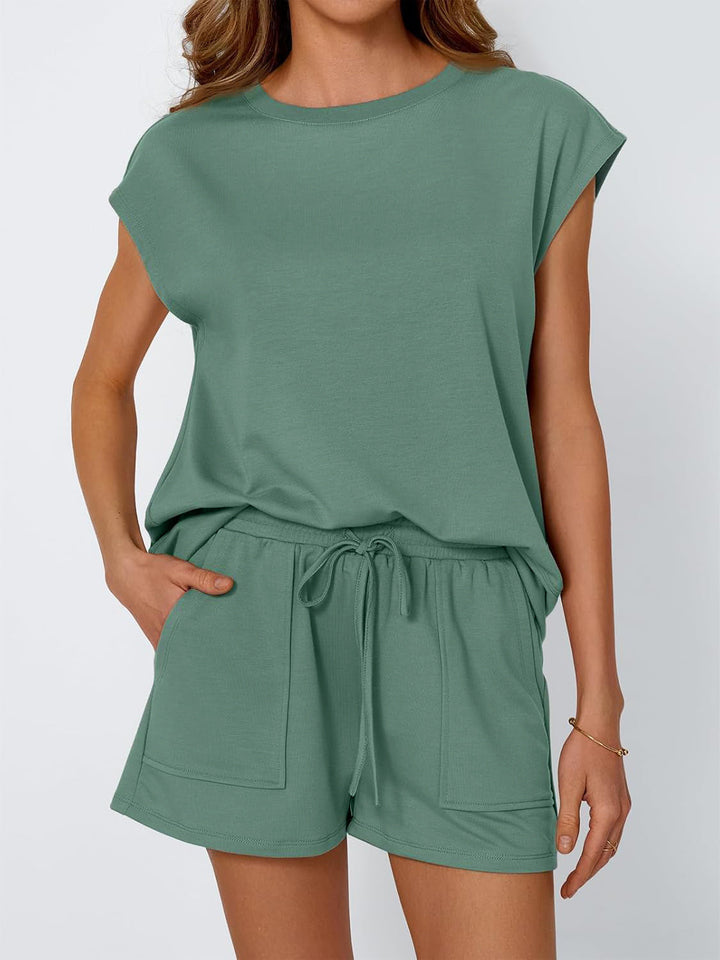 Damer Lättsam Sommar-set Bestående av Topp och Shorts med Dragsko Mirla-Eva Jonsson