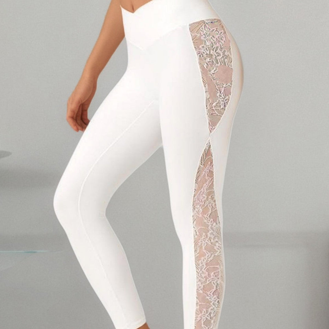 Damer Leggings med Transparent Spetsinsats och Hög Midjeband Mirla-Eva Jonsson
