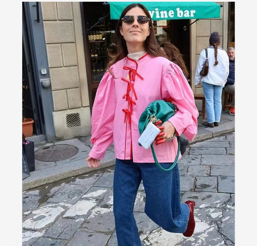 Damer Leken blus med volangdetaljer och dragsko Eva Jonsson-Eva Jonsson