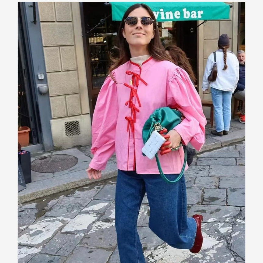 Damer Leken blus med volangdetaljer och dragsko Eva Jonsson-Eva Jonsson