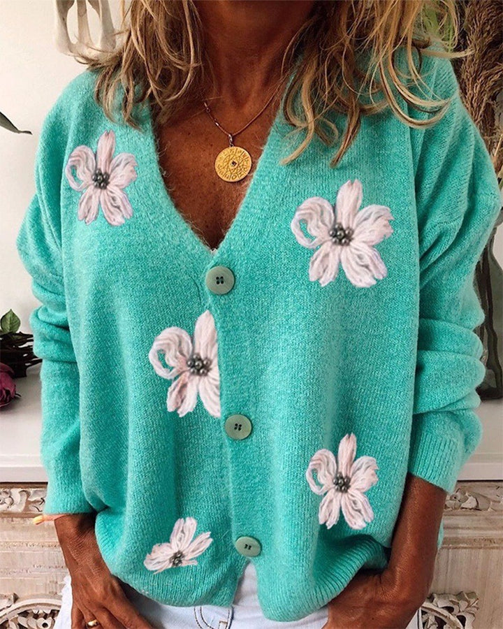 Damer Lekfull Cardigan med blommönster Mirla-Eva Jonsson