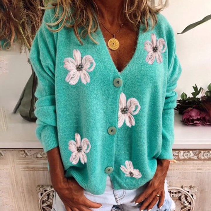 Damer Lekfull Cardigan med blommönster Mirla-Eva Jonsson
