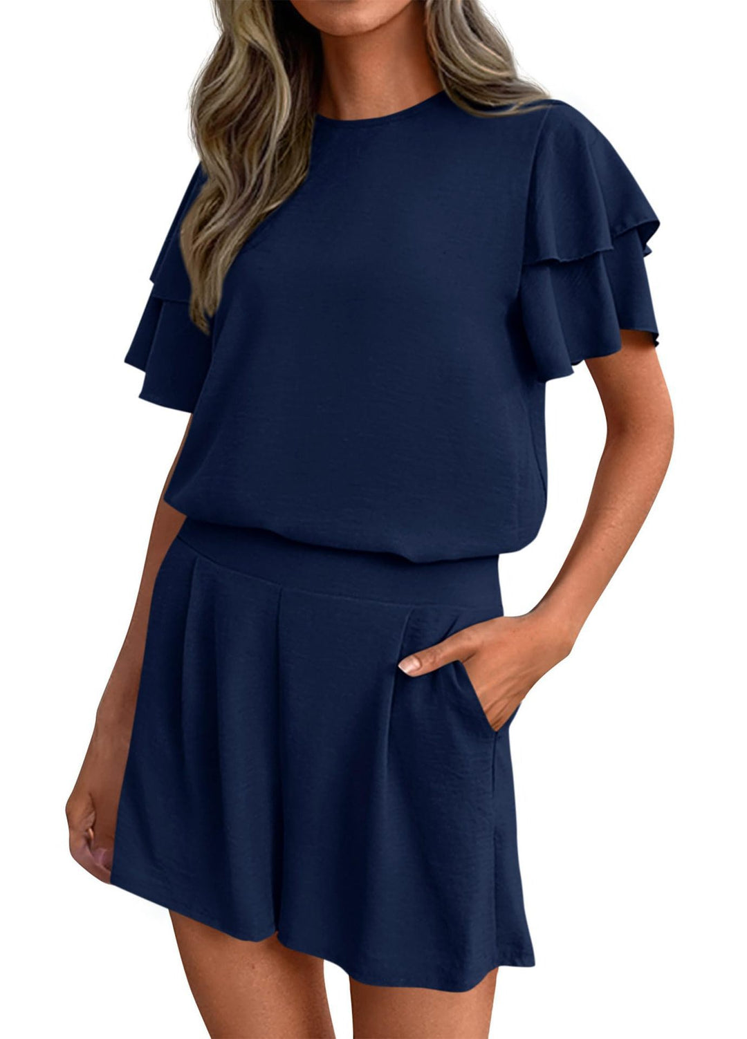 Damer Lekfull jumpsuit med volangdetaljer och sidfickor Mirla-Eva Jonsson
