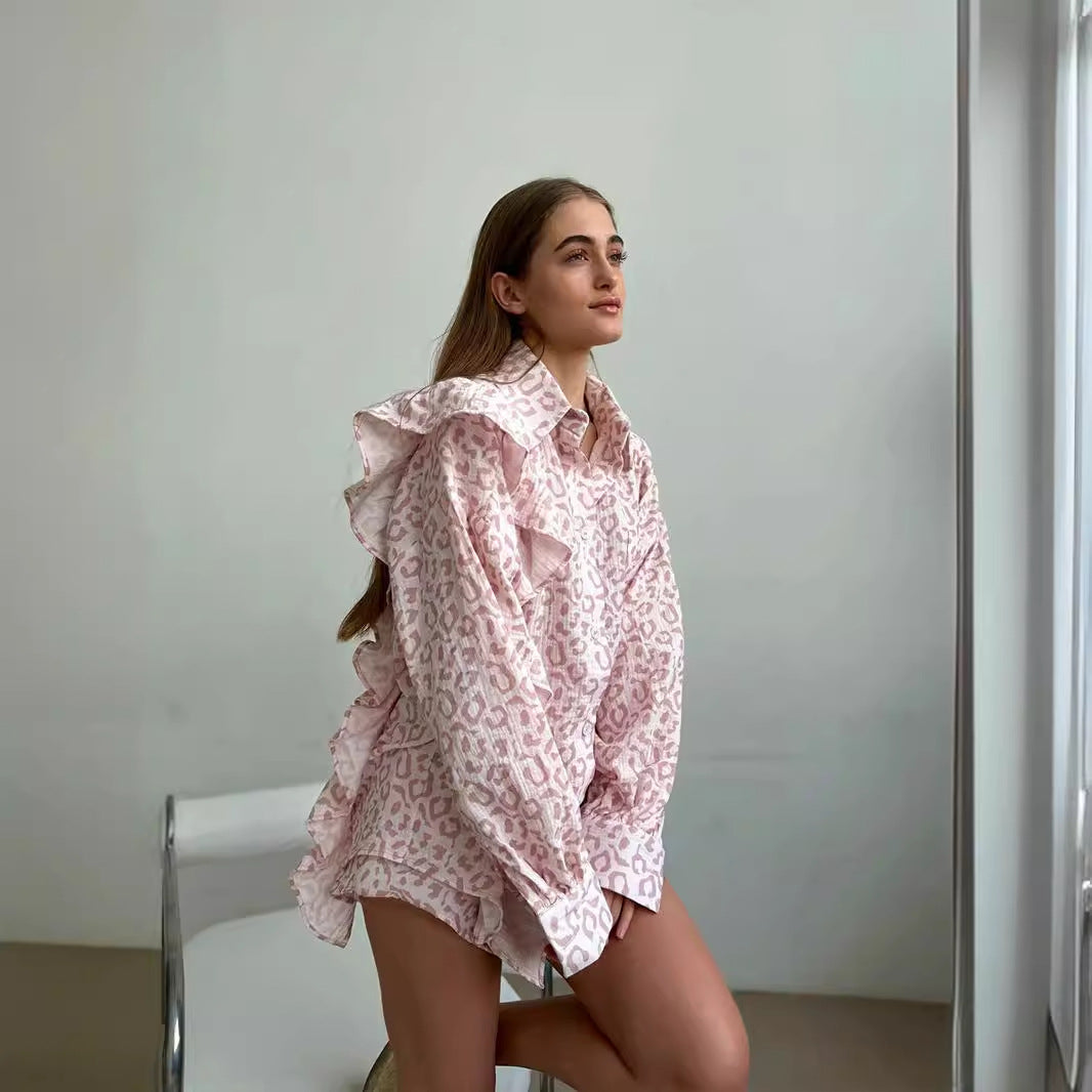 Damer Lekfull kortärmad topp och shorts-set med hjärt-mönster Mirla-Eva Jonsson