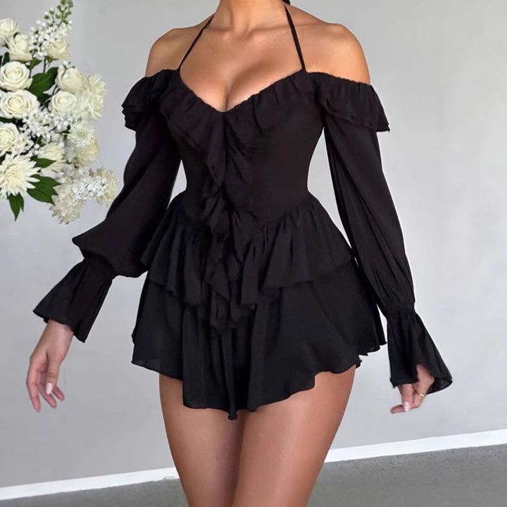 Damer Lekfullt Miniklänning med Volanger och Off-Shoulder Design Mirla-Eva Jonsson