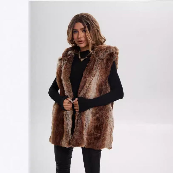 Damer Lekte designad fleeceväst med huva Eva Jonsson-Eva Jonsson