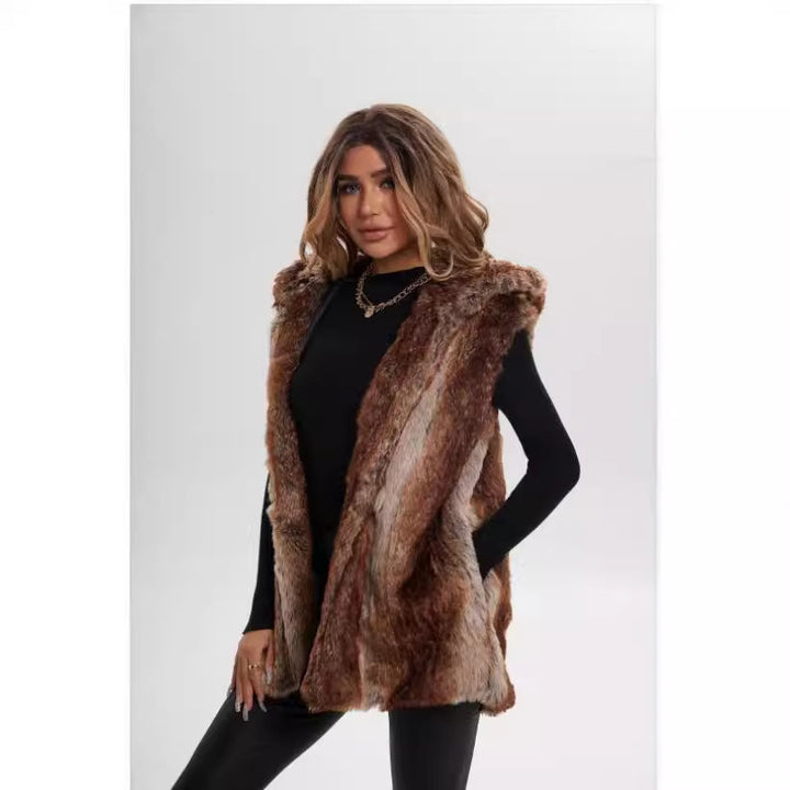 Damer Lekte designad fleeceväst med huva Eva Jonsson-Eva Jonsson