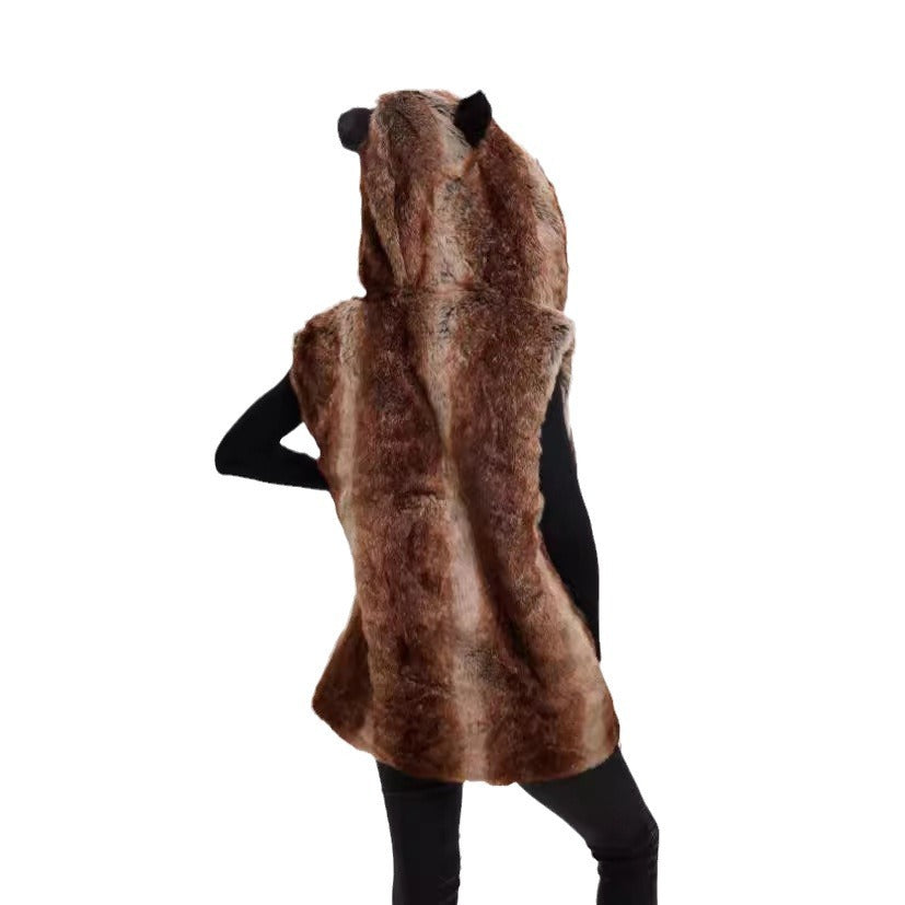 Damer Lekte designad fleeceväst med huva Eva Jonsson-Eva Jonsson