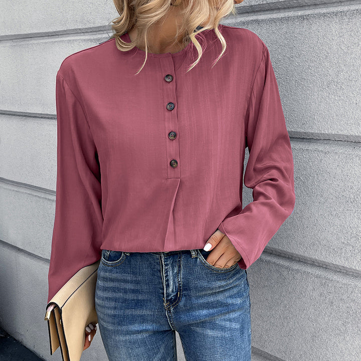 Damer Loose Blus med knapppdetail och långa ärmar Eva Jonsson-Eva Jonsson