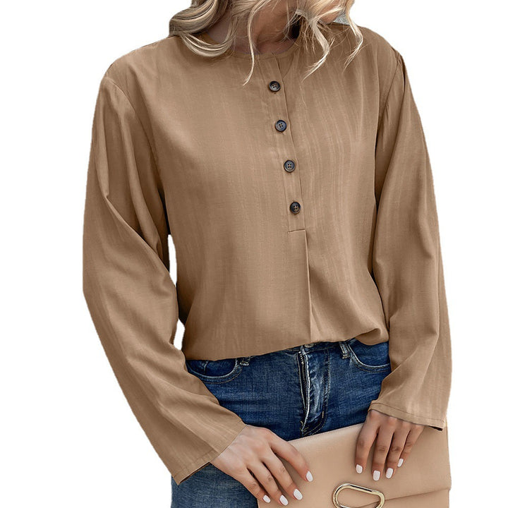 Damer Loose Blus med knapppdetail och långa ärmar Eva Jonsson-Eva Jonsson