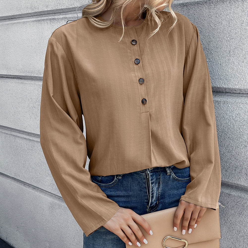 Damer Loose Blus med knapppdetail och långa ärmar Eva Jonsson-Eva Jonsson