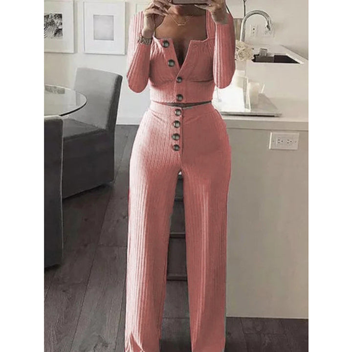 Damer Löst skuren lyxig stickad outfit med knappdetaljer Mirla-Eva Jonsson