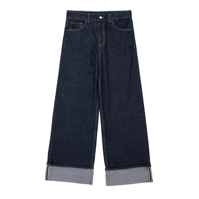 Damer Löst skurna denimbyxor med moderiktig uppslag Mirla-Eva Jonsson