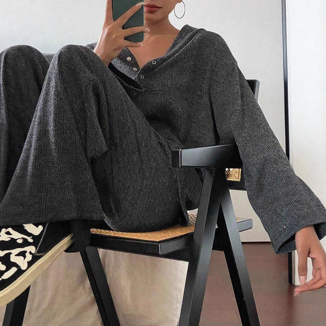 Damer Loungewear-set med huva och knapprad Mirla-Eva Jonsson