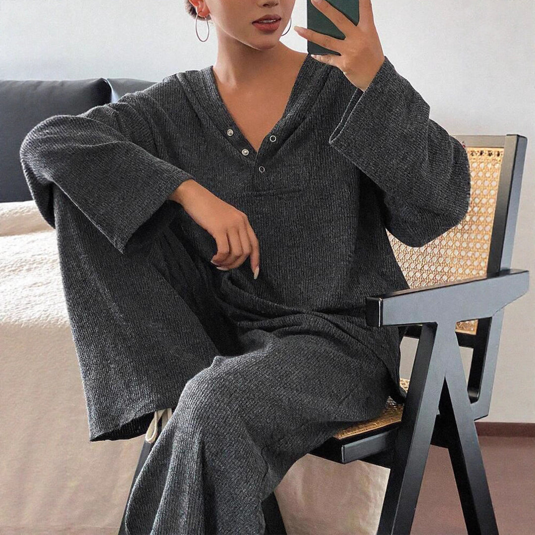 Damer Loungewear-set med huva och knapprad Mirla-Eva Jonsson