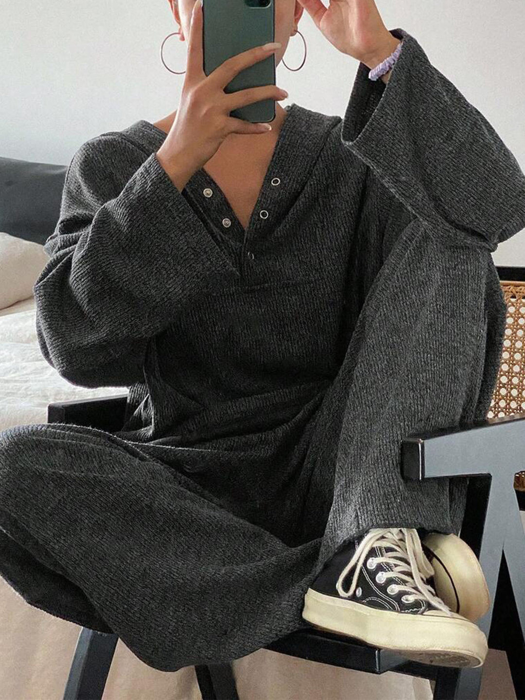 Damer Loungewear-set med huva och knapprad Mirla-Eva Jonsson
