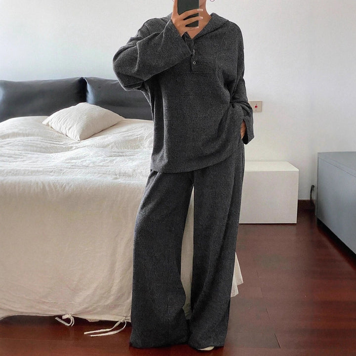 Damer Loungewear-set med huva och knapprad Mirla-Eva Jonsson
