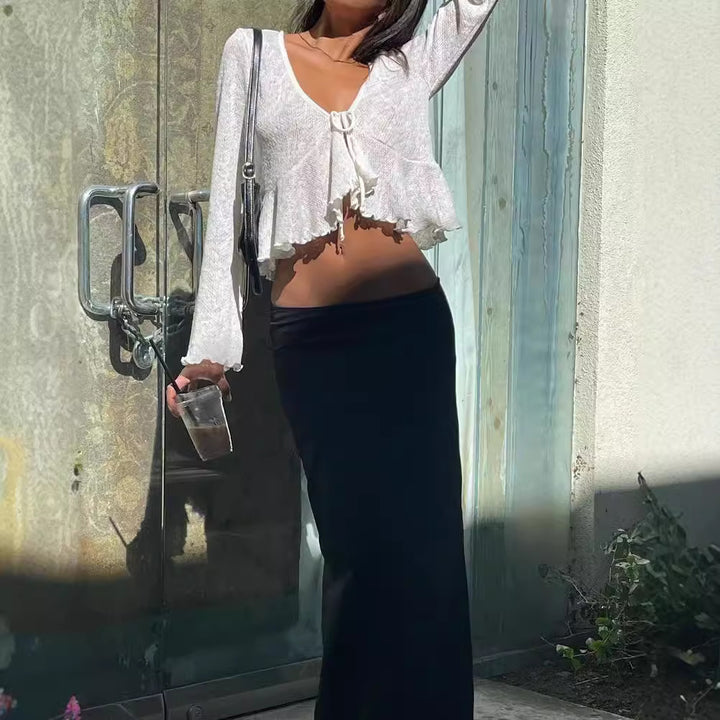 Damer Luftig Crop-Top med feminin snörning och avslappnad design Mirla-Eva Jonsson